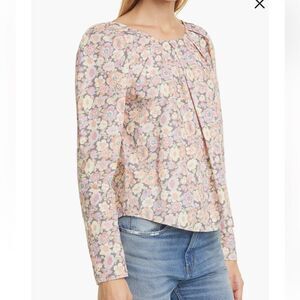 La Vie Rebecca Taylor Josephine Floral Cotton Peasant Blouse Size XS Feminine